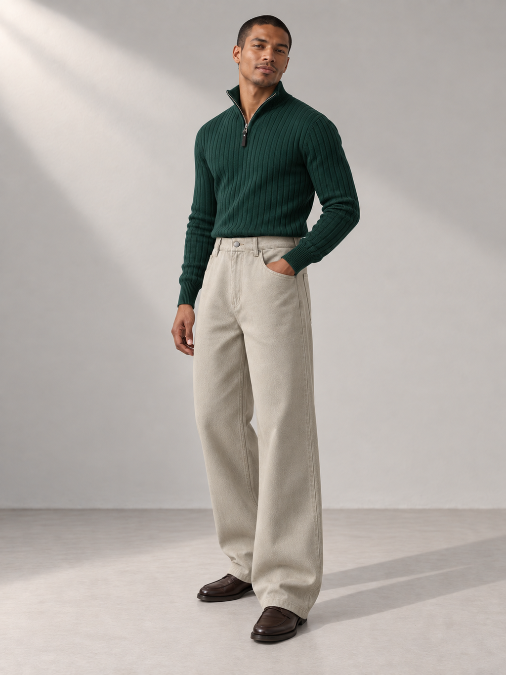 Men's Cotton Twill Loose-Fit Trousers