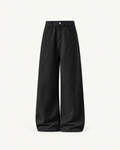 Men's Cotton Twill Loose-Fit Trousers in Black — front studio view