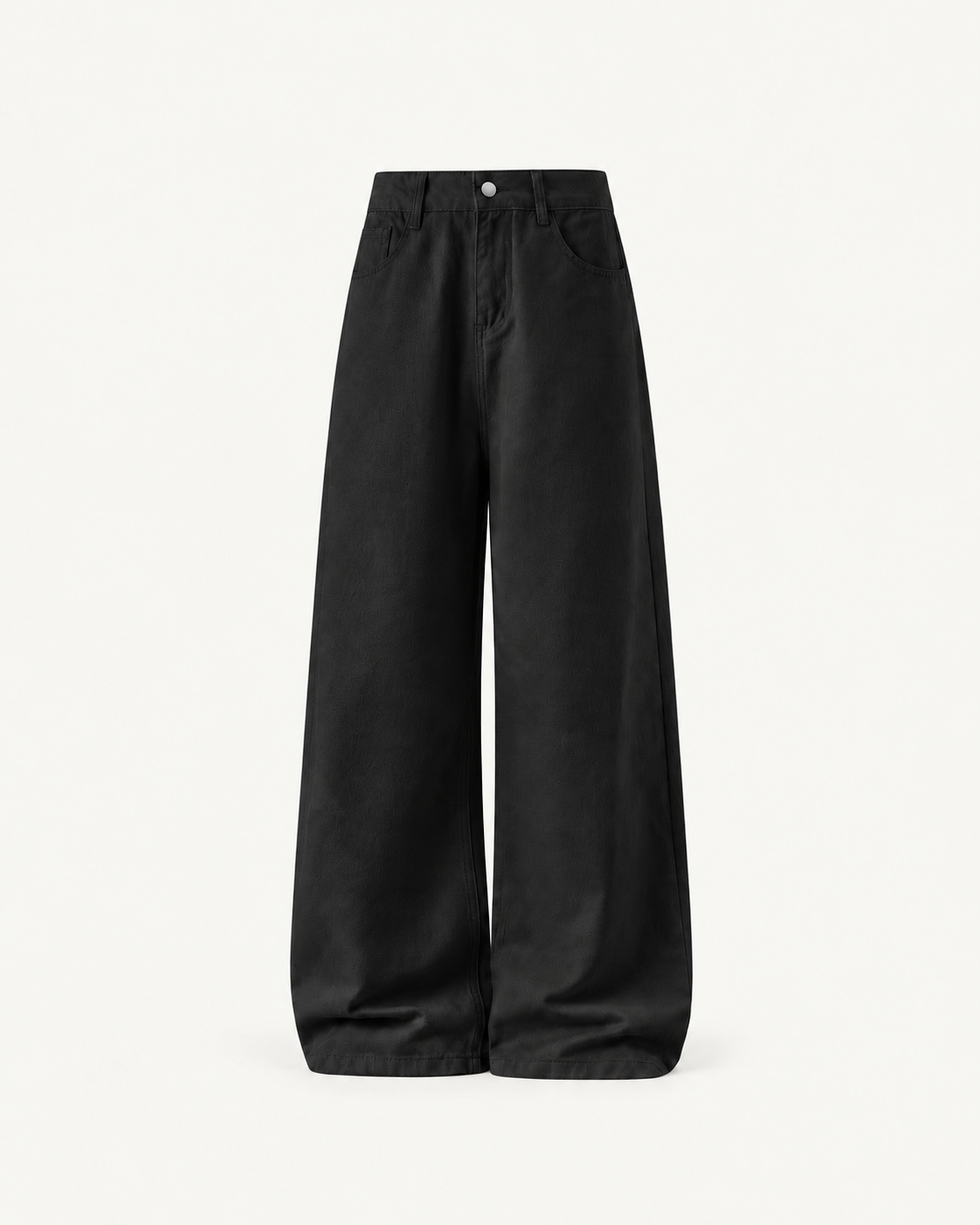 Men's Cotton Twill Loose-Fit Trousers in Black — front studio view