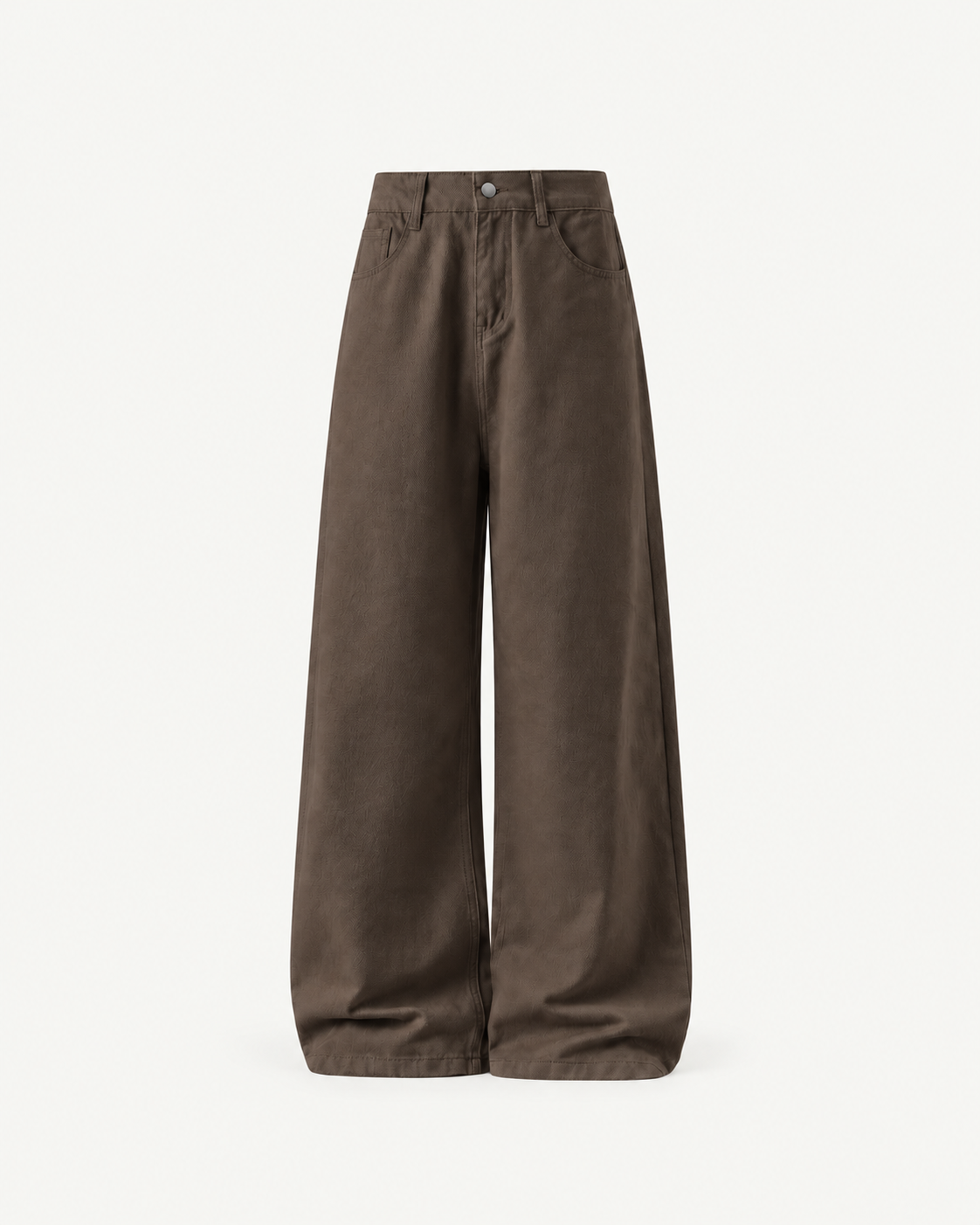 Men's Cotton Twill Loose-Fit Trousers in Brown — front studio view