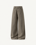 Men's Cotton Twill Loose-Fit Trousers in Khaki Green — front studio view