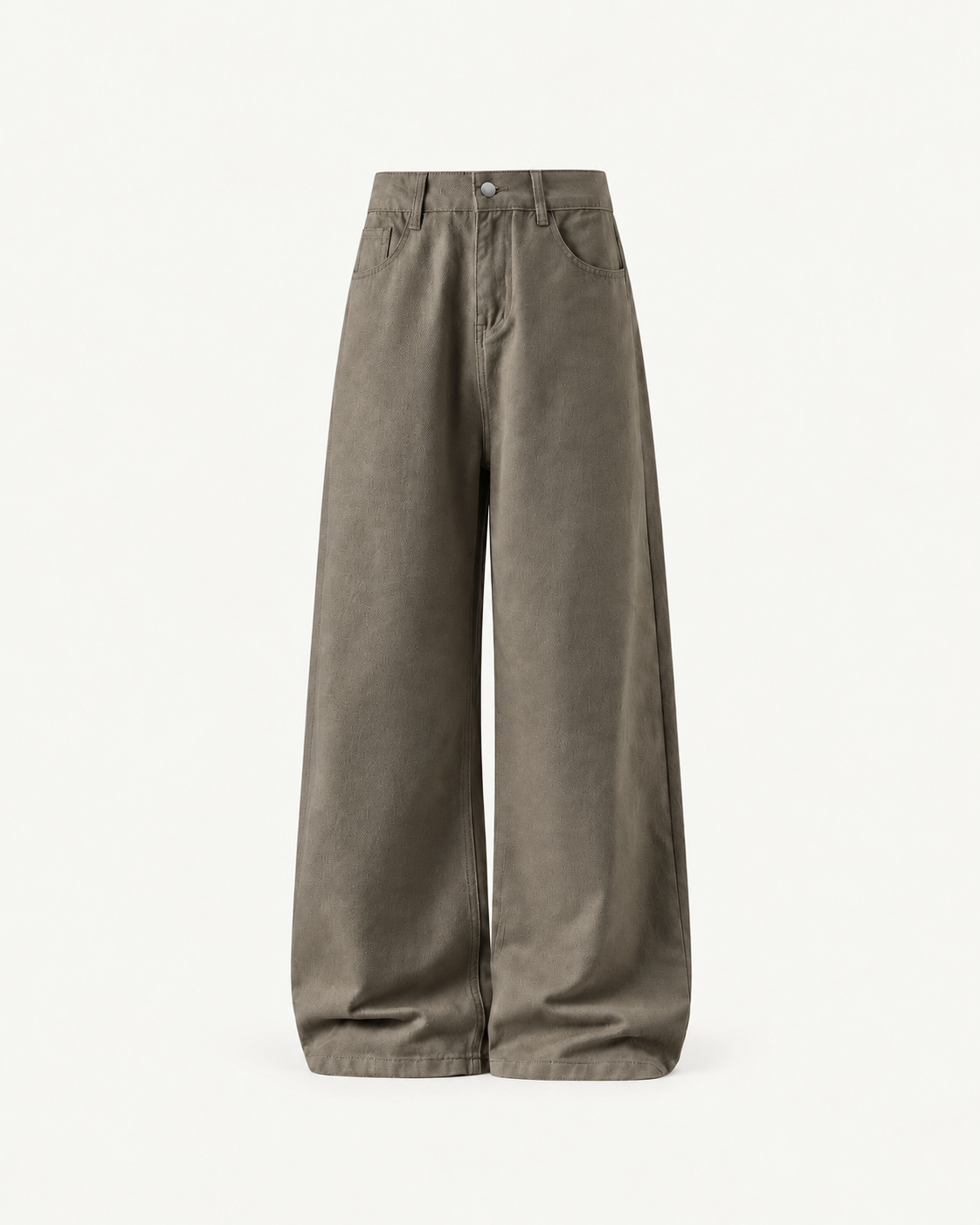 Men's Cotton Twill Loose-Fit Trousers in Khaki Green — front studio view