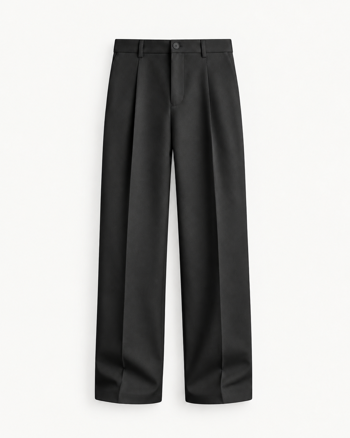 Men's Pleated Wide-Leg Trousers in Black — front studio view
