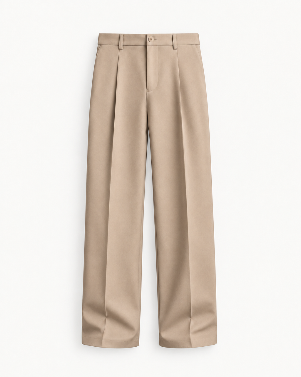 Men's Pleated Wide-Leg Trousers in Khaki — front studio view