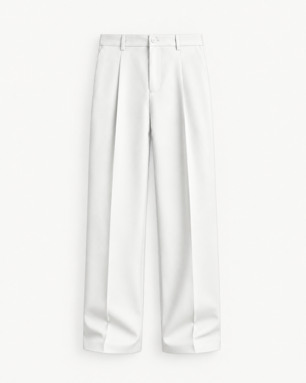 Men's Pleated Wide-Leg Trousers in White — front studio view