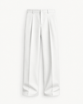 Men's Pleated Wide-Leg Trousers in White — front studio view