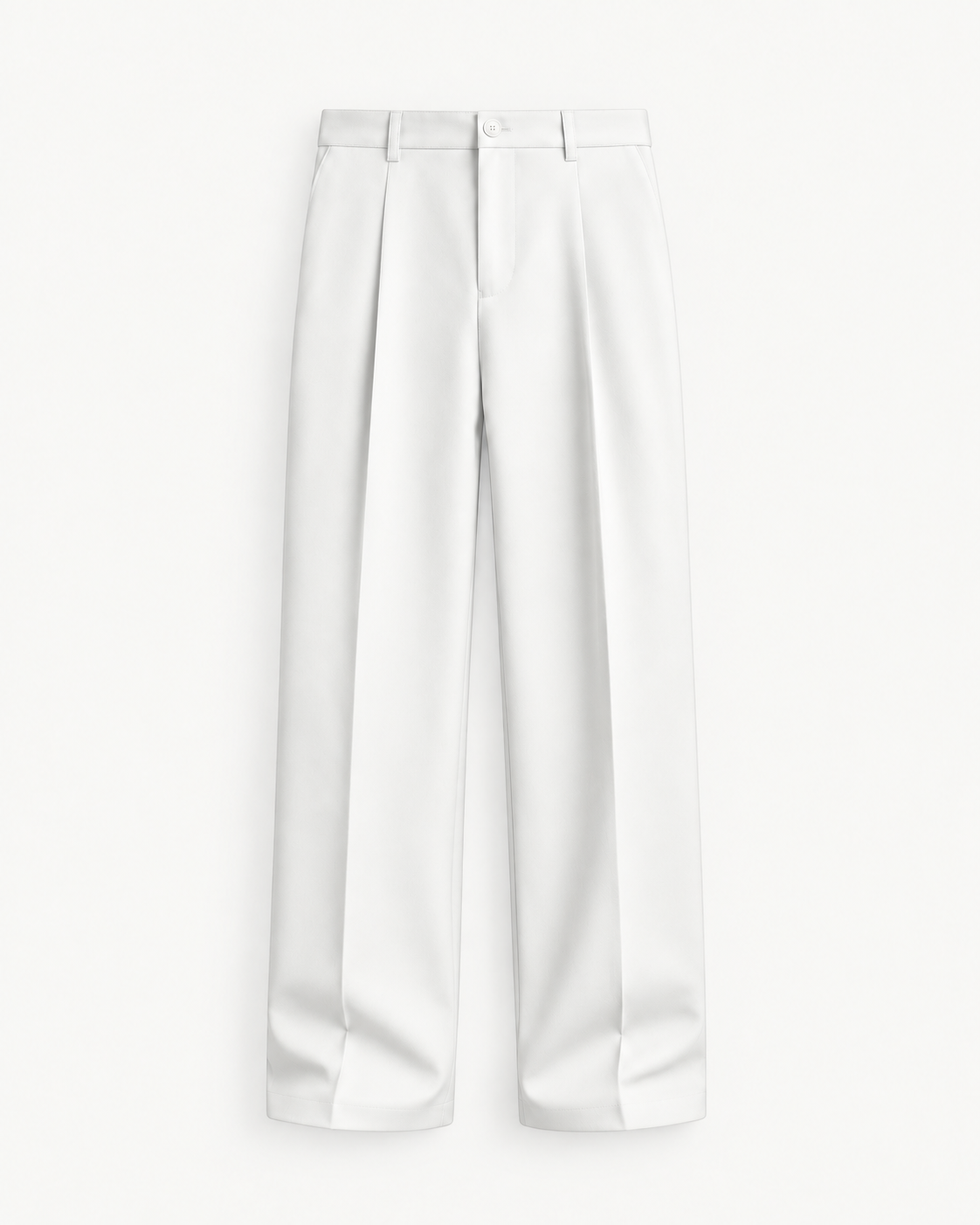 Men's Pleated Wide-Leg Trousers in White — front studio view