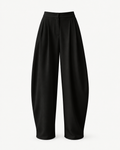 Women's Pleated Wide-Leg Dress Pants in Black — front studio view