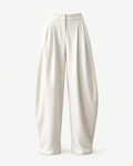 Women's Pleated Wide-Leg Dress Pants in White — front studio view