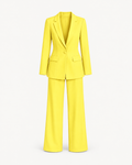 Women's Two-Piece Blazer & Straight-Leg Trouser Suit in Yellow — front studio view