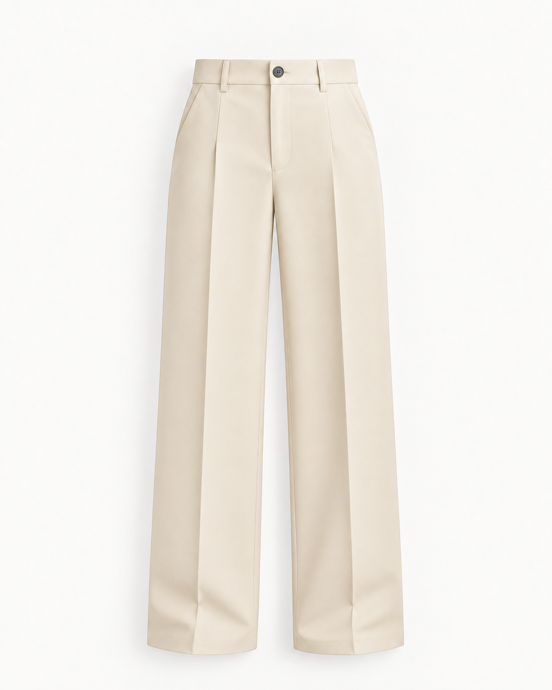 Women's High-Waist Wide-Leg Trousers in Apricot — front studio view