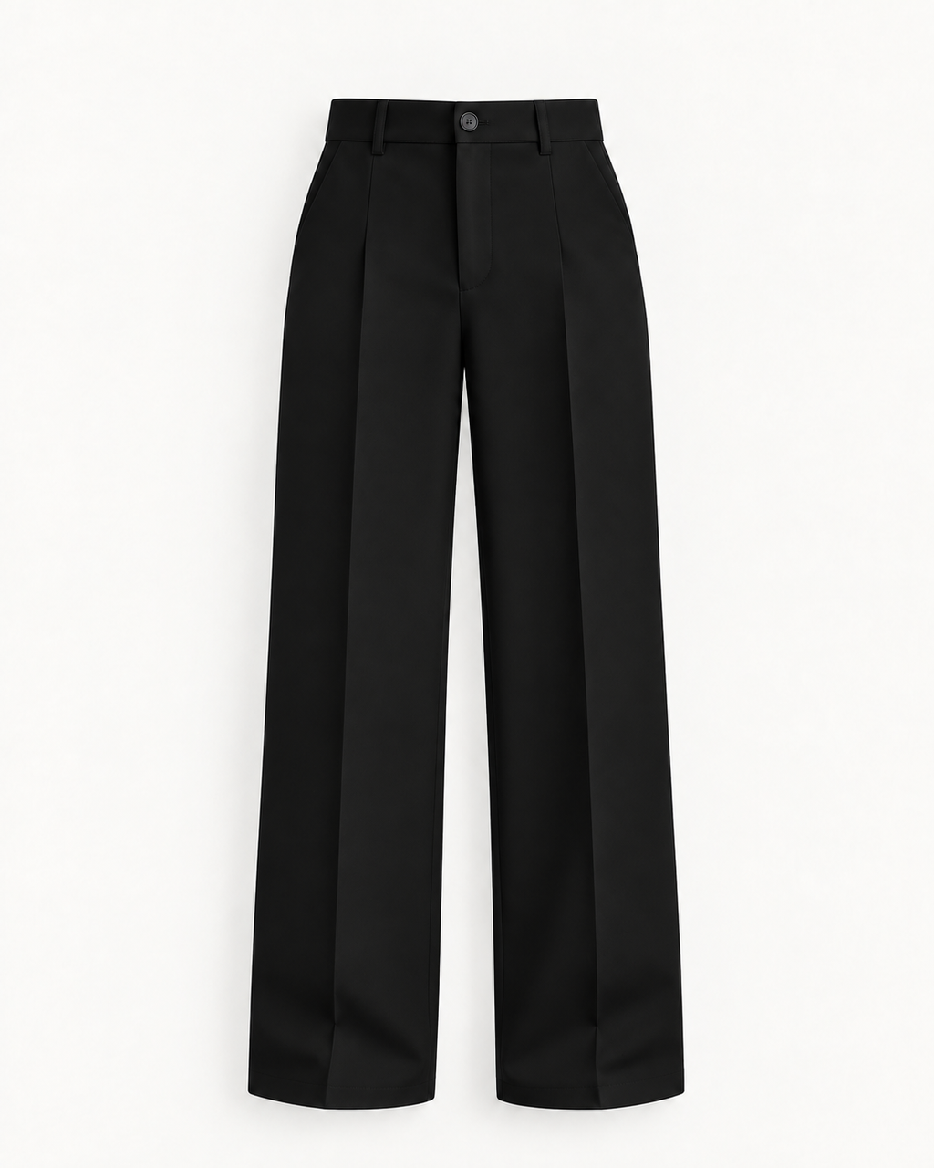 Women's High-Waist Wide-Leg Trousers in Black — front studio view