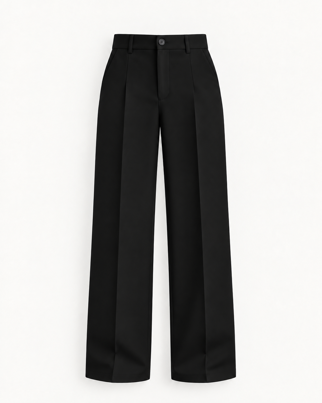 Women's High-Waist Wide-Leg Trousers in Black — front studio view