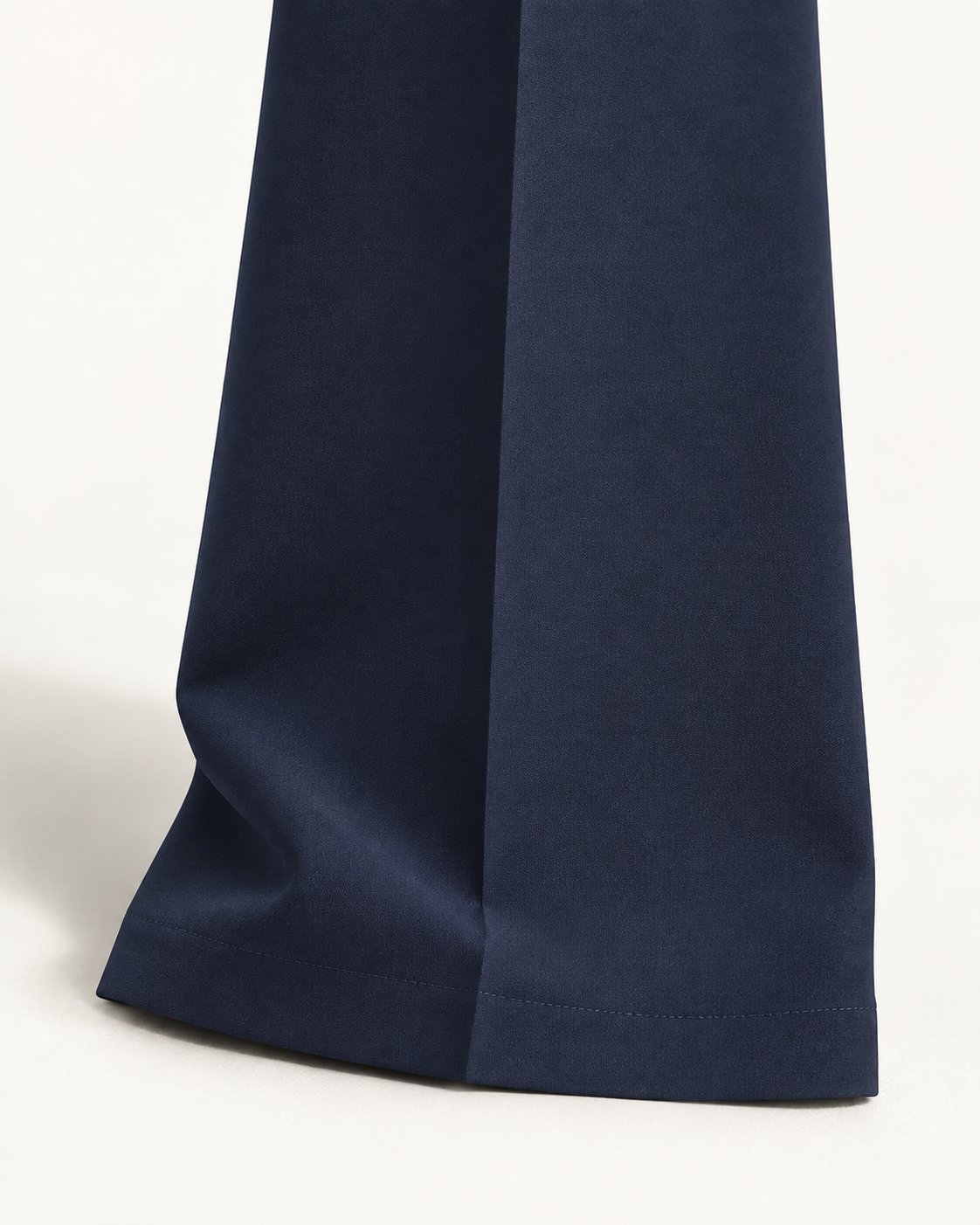 Women's High-Waist Wide-Leg Trousers in Dark Blue — fabric hem detail