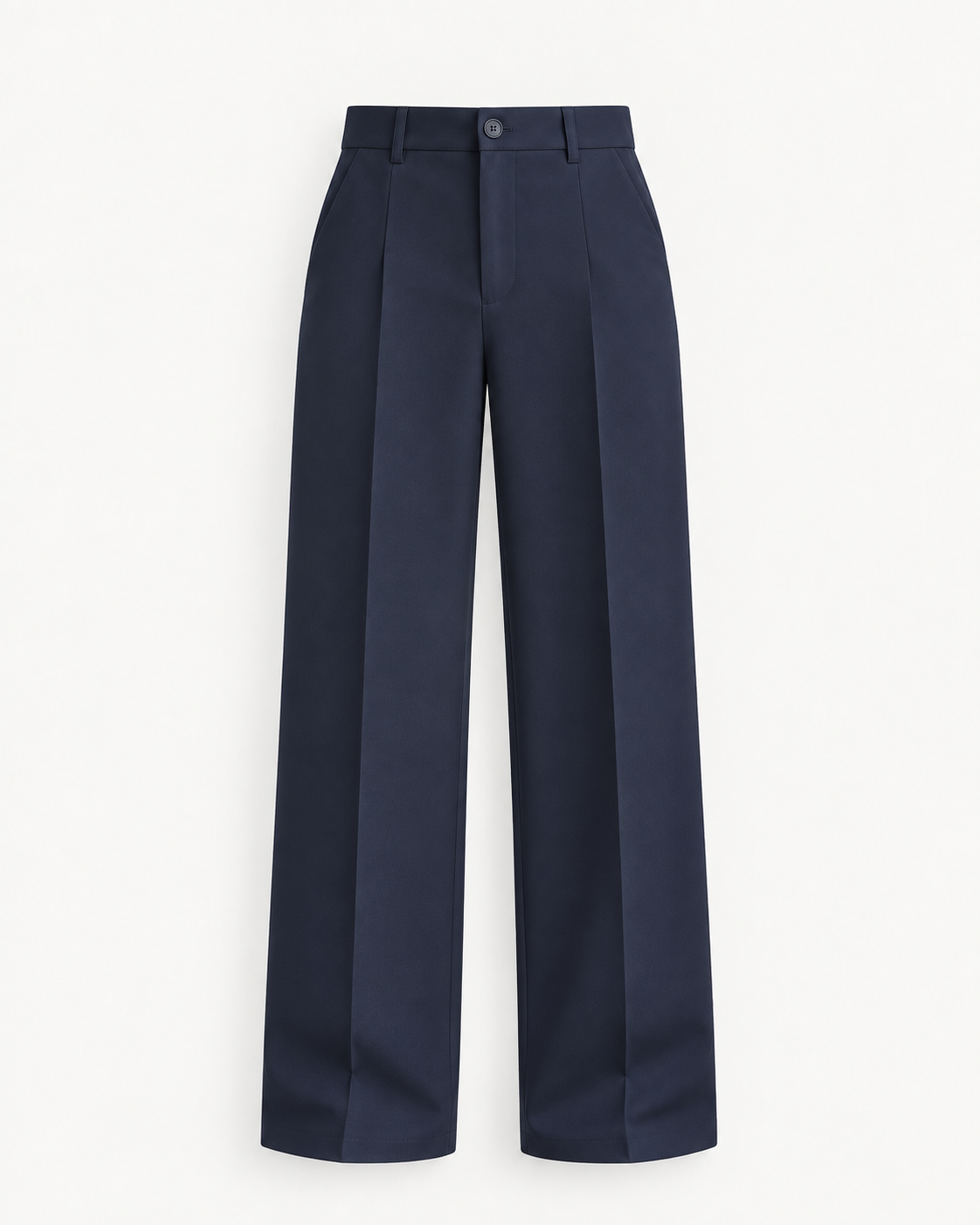 Women's High-Waist Wide-Leg Trousers in Dark Blue — front studio view