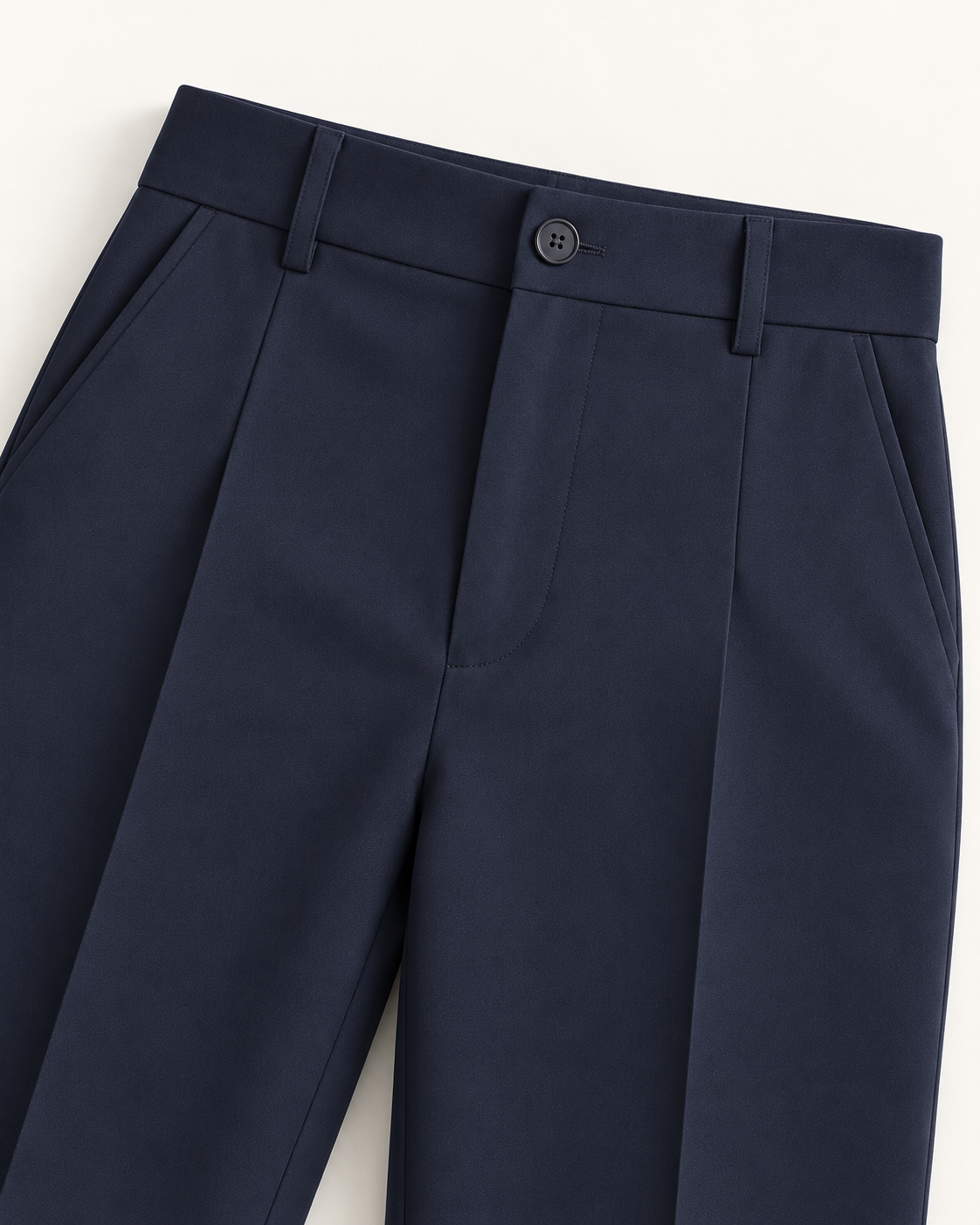 Women's High-Waist Wide-Leg Trousers in Dark Blue — waist detail
