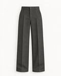 Women's High-Waist Wide-Leg Trousers in Dark gray — front studio view