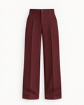 Women's High-Waist Wide-Leg Trousers in Dark Red — front studio view