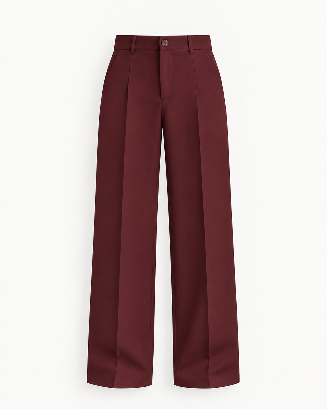 Women's High-Waist Wide-Leg Trousers in Dark Red — front studio view