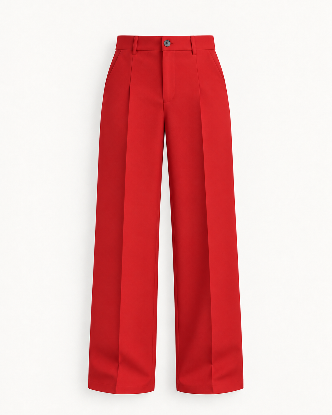 Women's High-Waist Wide-Leg Trousers in Red — front studio view