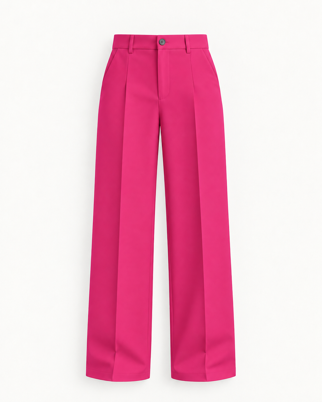 Women's High-Waist Wide-Leg Trousers in Rose Red — front studio view