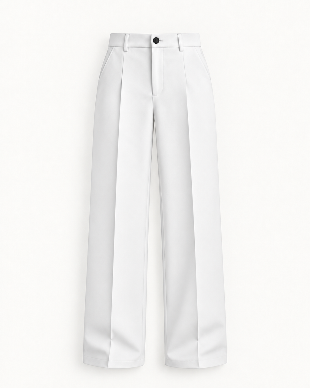 Women's High-Waist Wide-Leg Trousers in White — front studio view