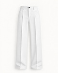 Women's High-Waist Wide-Leg Trousers in White — front studio view