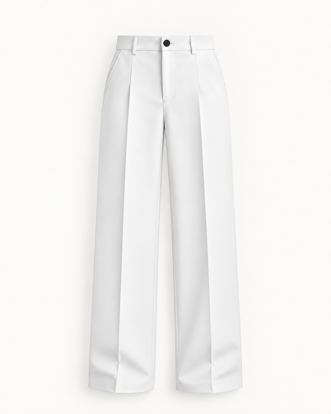 Women's High-Waist Wide-Leg Trousers in White — front studio view