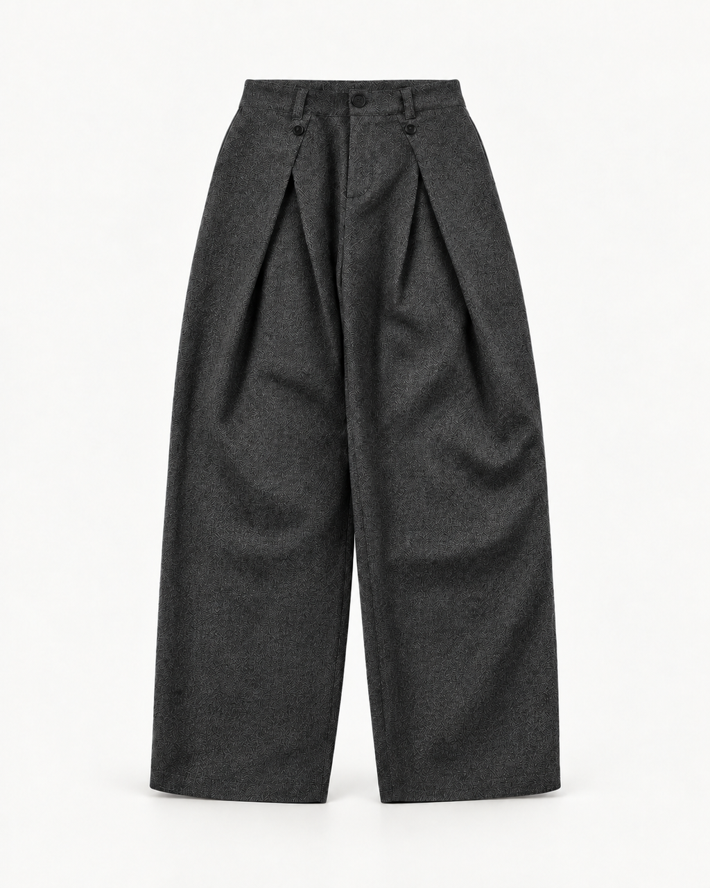 Men's Vintage Pleated Trousers in Black-gray — front studio view
