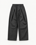 Men's Vintage Pleated Trousers in Black-gray — front studio view