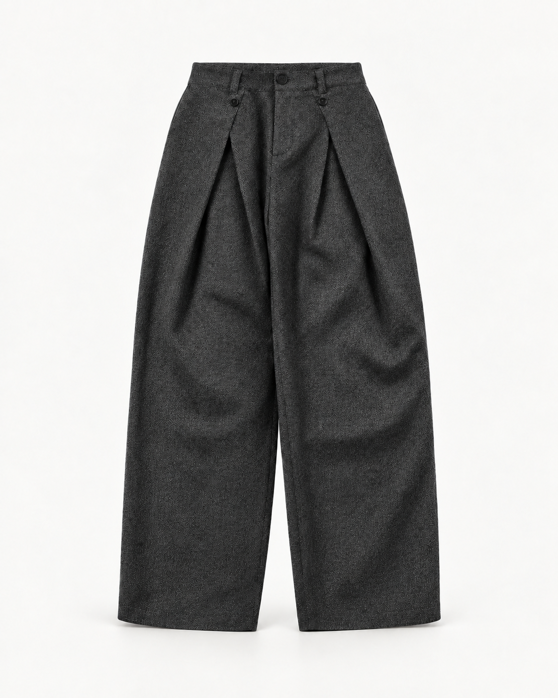 Men's Vintage Pleated Trousers in Black-gray — front studio view