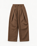 Men's Vintage Pleated Trousers in Brown — front studio view