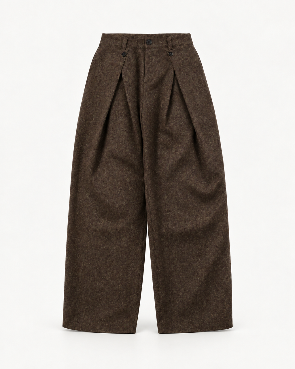 Men's Vintage Pleated Trousers in Coffee — front studio view