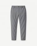 Grey slim-fit elastic-waist dress pants, product-only front view